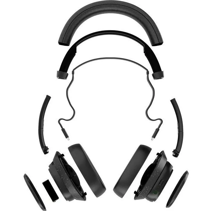 Fairphone Fairbuds XL Casque audio sans fil avec réduction de bruit active et Bluetooth 5.1 - Noir - Autonomie 28h, haut-parleurs 40 mm, conception modulaire, certifié IP54