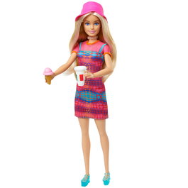 Barbie Muñeca Viajera Italia Hwh97 Mattel - Poupée Voyageuse avec Tenue d'Été, Sandales, Chapeau et Lunettes de Soleil