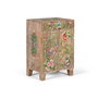GINER Y COLOMER - Buffet console en bois de manguier avec design floral peint à main, finition vieillie, tiroir et 2 portes, dimensions détaillées