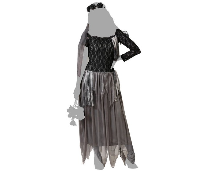 Atosa Déguisement Mariée Zombie avec Robe Longue Grise et Voile Atosa Déguisement Mariée Zombie avec Robe Longue Grise et Voile