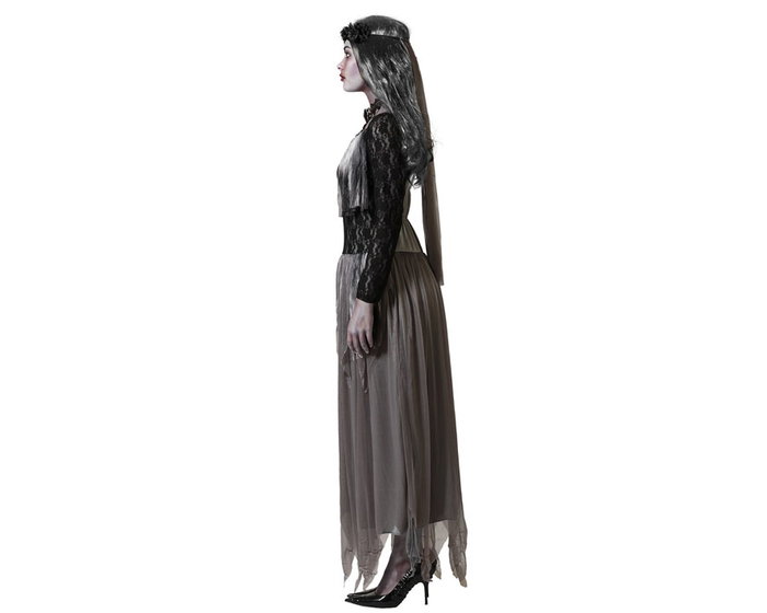 Atosa Déguisement Mariée Zombie avec Robe Longue Grise et Voile Atosa Déguisement Mariée Zombie avec Robe Longue Grise et Voile
