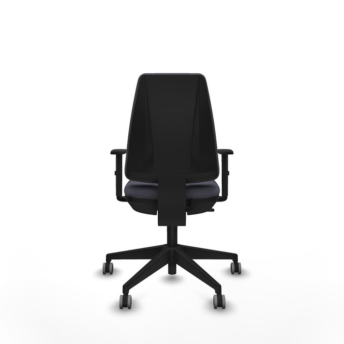 Chaise Elche Contact permament de base Tissu Gris foncé Base pyramidale noire Accoudoir 1D Sans appui-tête Roulettes 65mm pour moquette