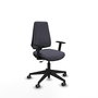 Chaise Elche Contact permament de base Tissu Gris foncé Base pyramidale noire Accoudoir 1D Sans appui-tête Roulettes 65mm pour moquette