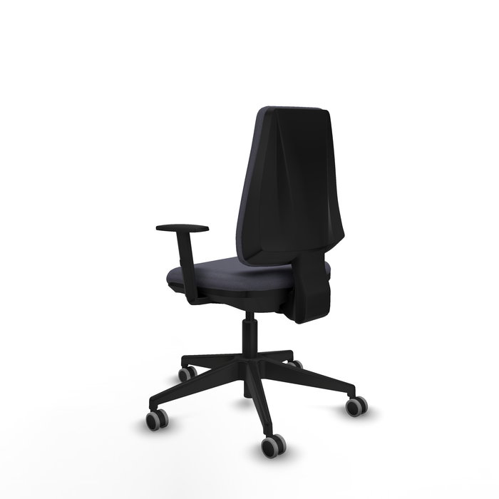 Chaise Elche Contact permament de base Tissu Gris foncé Base pyramidale noire Accoudoir 1D Sans appui-tête Roulettes 65mm pour moquette
