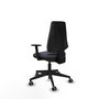 Chaise Elche Contact permament de base Tissu Gris foncé Base pyramidale noire Accoudoir 1D Sans appui-tête Roulettes 65mm pour moquette