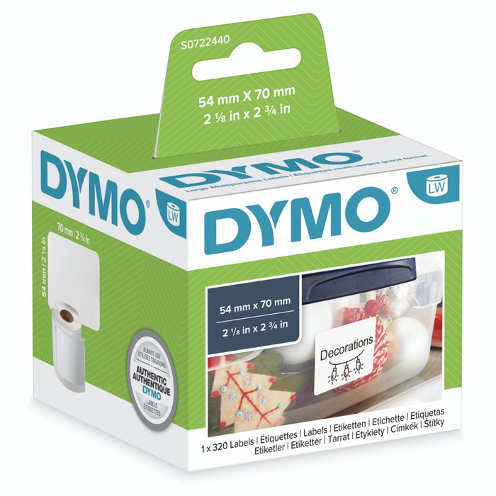 Dymo Étiquettes Polyvalentes LabelWriter 54 mm x 70 mm, 320 unités