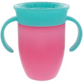 Nuby - Lot de 2 tasses d'apprentissage 360° antifuite avec poignées - Pour enfant fille - Compatible lave-vaisselle