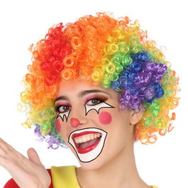 Perruque bouclée multicolore pour clown 60 grammes - Idéale pour fêtes et animations enfants