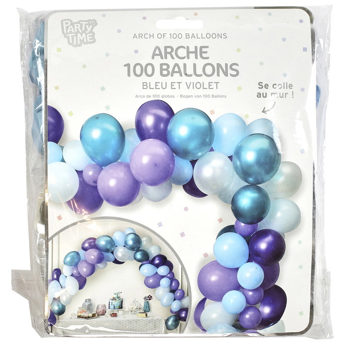 Party Time Arche de 100 Ballons Sirena Bleu et Violet Party Time Arche de 100 Ballons Sirena Bleu et Violet