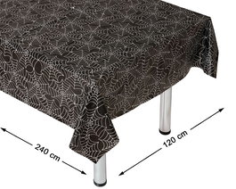 Mantel Halloween Noir avec Design Toile d'Araignée pour Table - 120 x 240 cm - Décoration de Fête Effrayante