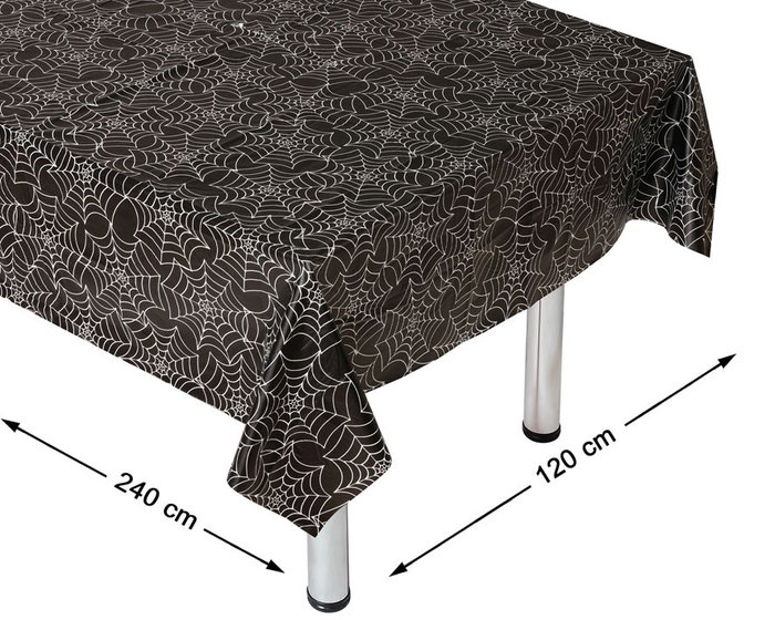 Mantel Halloween Noir avec Design Toile d'Araignée pour Table - 120 x 240 cm - Décoration de Fête Effrayante Mantel Halloween Noir avec Design Toile d'Araignée pour Table - 120 x 240 cm - Décoration de Fête Effrayante