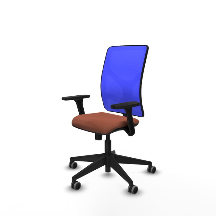 PIQUERAS Y CRESPO Chaise Motilla Synchro Marron Maille Bleu avec Accoudoirs 3D PIQUERAS Y CRESPO Chaise Motilla Synchro Marron Maille Bleu avec Accoudoirs 3D