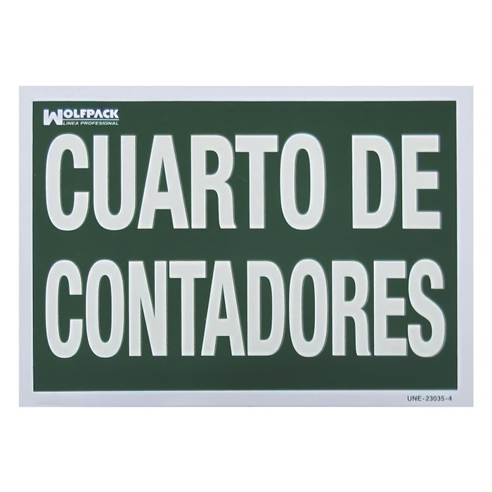 WOLFPACK LINEA PROFESIONAL Cartel Cuarto De Contadores 21x30 cm