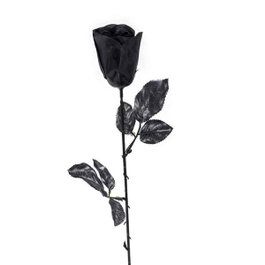 My Other Me - Rose Noir artificielle 43 cm - Lot de 24 pièces en caisse exposante - Composition: 80% polyester, 15% polystyrène, 5% fil de fer