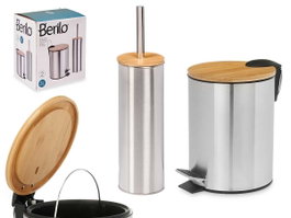 Berilo Lot Corbeille Bambou 3L et Balai Acier 28x28x18 cm (Set de 6)