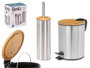 Berilo Lot Corbeille Bambou 3L et Balai Acier 28x28x18 cm (Set de 6)