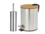 Berilo Lot Corbeille Bambou 3L et Balai Acier 28x28x18 cm (Set de 6)