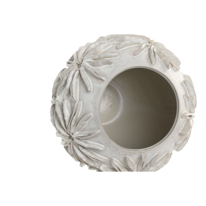 Vase Home ESPRIT Blanc Céramique Style artisanal Feuille d'une plante 22 x 22 x 25 cm