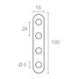 Edm Plaque droite de jonction Plc14, acier inoxydable, 100 x 19 x 2 mm, 4 pièces
