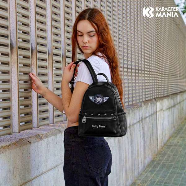 Karactermania Mochila Heady Betty Boop Motor Love, Sac à dos urbain 24.5 x 15 x 29 cm, Noir, PVC
