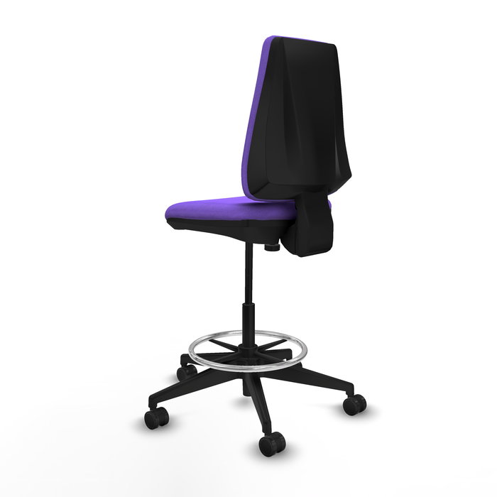Tabouret Taburete Elche Contact permament de base Tissu Violet Base pyramidale noire Sans accoudoirs Sans appui-tête Roulettes 65mm nylon