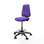 Tabouret Taburete Elche Contact permament de base Tissu Violet Base pyramidale noire Sans accoudoirs Sans appui-tête Roulettes 65mm nylon