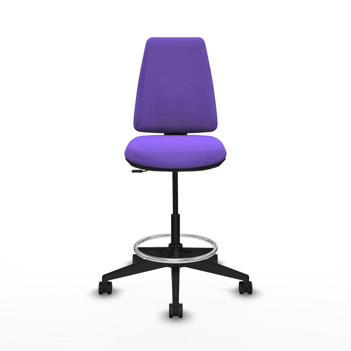 Tabouret Taburete Elche Contact permament de base Tissu Violet Base pyramidale noire Sans accoudoirs Sans appui-tête Roulettes 65mm nylon