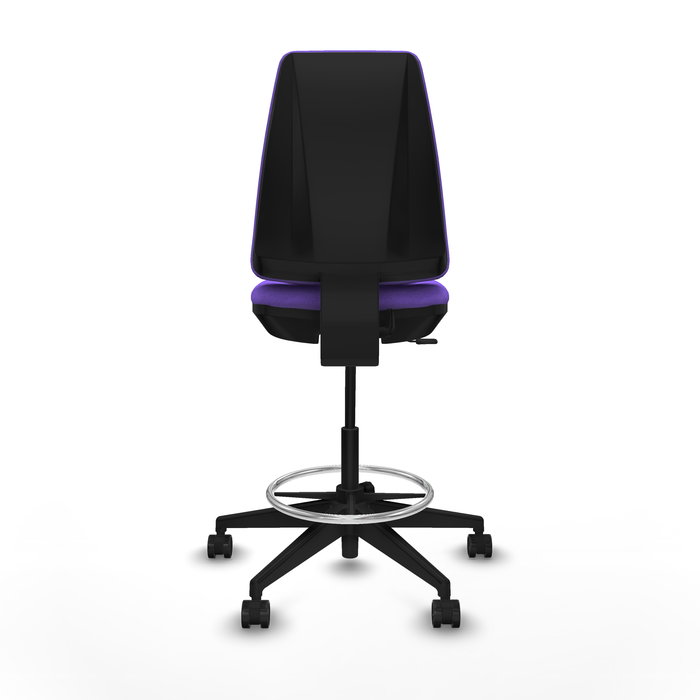 Tabouret Taburete Elche Contact permament de base Tissu Violet Base pyramidale noire Sans accoudoirs Sans appui-tête Roulettes 65mm nylon