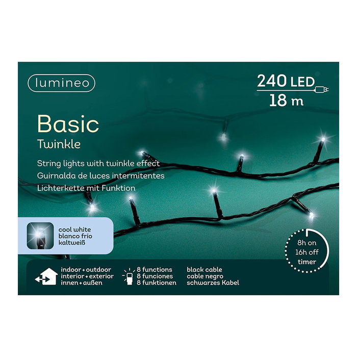 Lumineo Guirlande LED multifonction Basic, blanc froid, 18 m, 240 LED