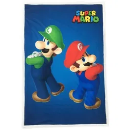 Mario Bros Couverture Sherpa Super Mario & Luigi, Plaid Polaire et Imitation Laine, 100 x 150 cm, Décoration Thème Jeu Vidéo