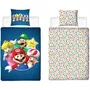 Mario Bros Parure de lit réversible Microfibre Super Mario et ses amis - Housse de couette 140x200 cm + Taie 63x63 cm