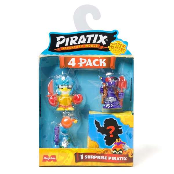 Magic Box Pack de 4 figurines Piratix Golden Treasure - Inclut 3 figurines Piratix et 1 figurine Piratix Sorpresa