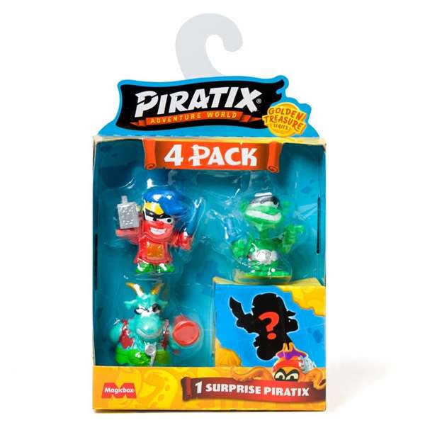 Magic Box Pack de 4 figurines Piratix Golden Treasure - Inclut 3 figurines Piratix et 1 figurine Piratix Sorpresa