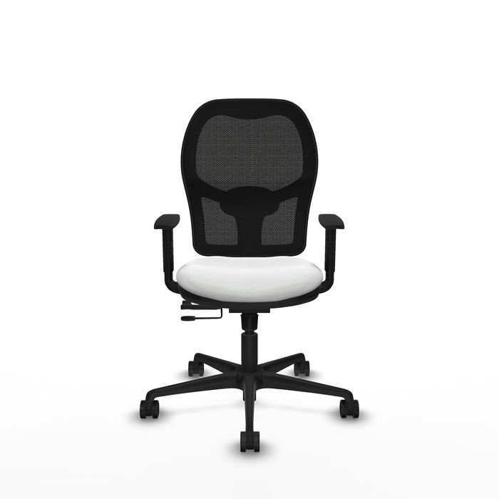 Chaise Jorquera Synchrone/Traslack tissu Blanc Maille Noir Base en nylon noir Accoudoir 1D Sans appui-tête Roulettes 65mm nylon Chaise Jorquera Synchrone/Traslack tissu Blanc Maille Noir Base en nylon noir Accoudoir 1D Sans appui-tête Roulettes 65mm nylon