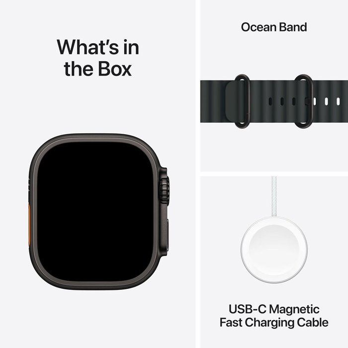 Apple Watch Ultra 3 GPS + Cellular - 49mm - Boîtier Black Titanium - Bracelet Black OceanBand