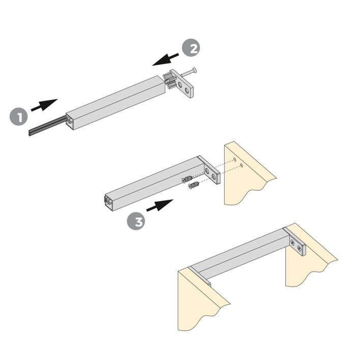 Emuca Kit de 4 profilés transversaux Albeam, aluminium anodisé mat