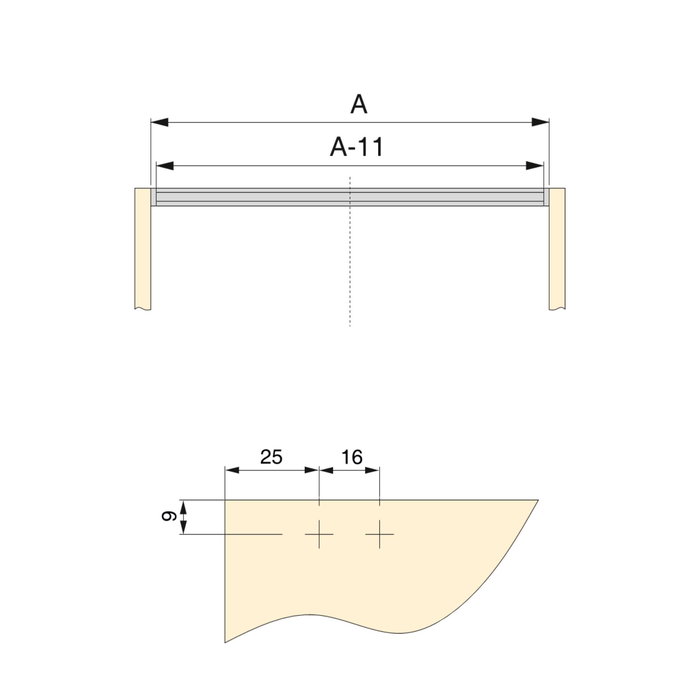 Emuca Kit de 4 profils transversaux pour meubles de cuisine Albeam, avec accessoires à visser, aluminium et plastique, anodisé mat