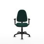 Chaise de bureau Algarra avec mécanisme de contact permanent de base, revêtue de similicuir vert bouteille. Équipée d'un piètement en polyamide noir, d'accoudoirs 1D et de butées