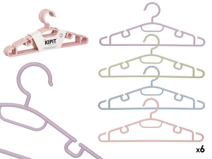 Kipit Lot de 6 Cintres Assortis Couleurs Pastel 39,5 x 17 x 0,67 cm (Set de 24) Kipit Lot de 6 Cintres Assortis Couleurs Pastel 39,5 x 17 x 0,67 cm (Set de 24)