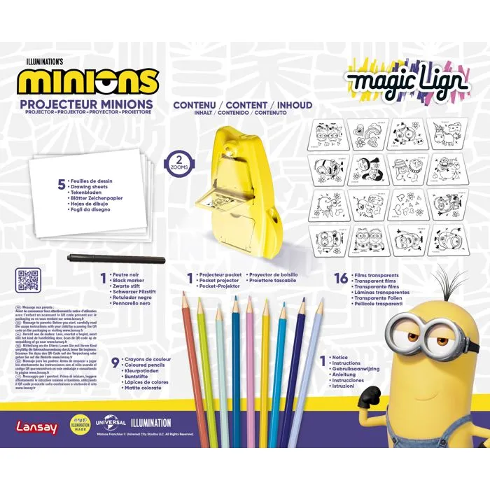 Lansay Magic Lign - Projecteur de dessin Minions - Jeu créatif avec plus de 40 illustrations - Jouet pour enfants dès 6 ans