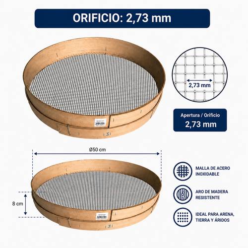 Tuman Criba Madera 50cmø Nº 8 - Orifice 2,9mm Tuman Criba Madera 50cmø Nº 8 - Orifice 2,9mm