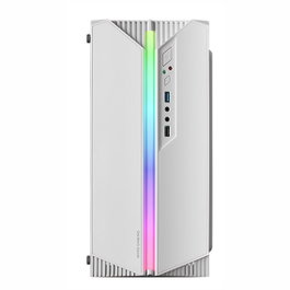 Mars Gaming Boîtier PC Compact Micro-ATX MC-S1 Blanc, Fenêtre Latérale, Ventilateur ARGB