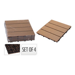 Progarden Lot de 4 dalles pour terrasse imitation bois 30 x 30 cm