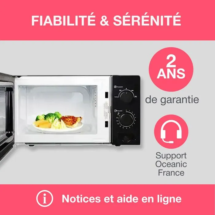 Oceanic MO20B11 - Four à micro-ondes monofonction 20 litres 700W (Noir) - Dimensions : 45.4 x 26.1 x 32.6 cm