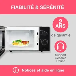 Oceanic MO20B11 - Four à micro-ondes monofonction 20 litres 700W (Noir) - Dimensions : 45.4 x 26.1 x 32.6 cm