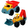Color Baby - Ensemble de jouets de plage avec camion et pelleteuse en plastique, 18 cm et 26 cm, pour enfants de 18 mois et plus