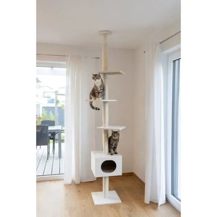 Kerbl Arbre à Chat Ferdi Blanc en Sisal - 38 x 38 x 240-260 cm