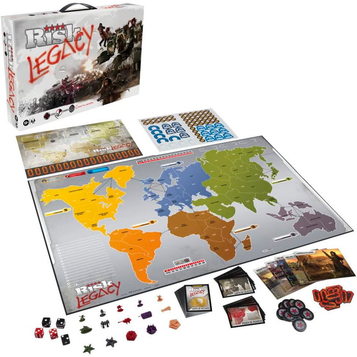 Hasbro Juego mesa Legacy Risk en espagnol - Jeu de société de stratégie pour adultes avec plateau, cartes, figurines et dés