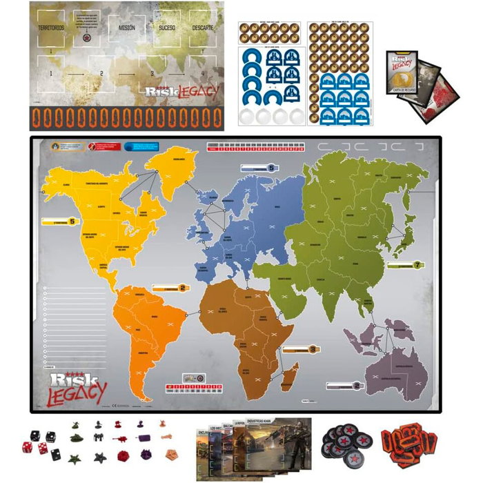 Hasbro Juego mesa Legacy Risk en espagnol - Jeu de société de stratégie pour adultes avec plateau, cartes, figurines et dés