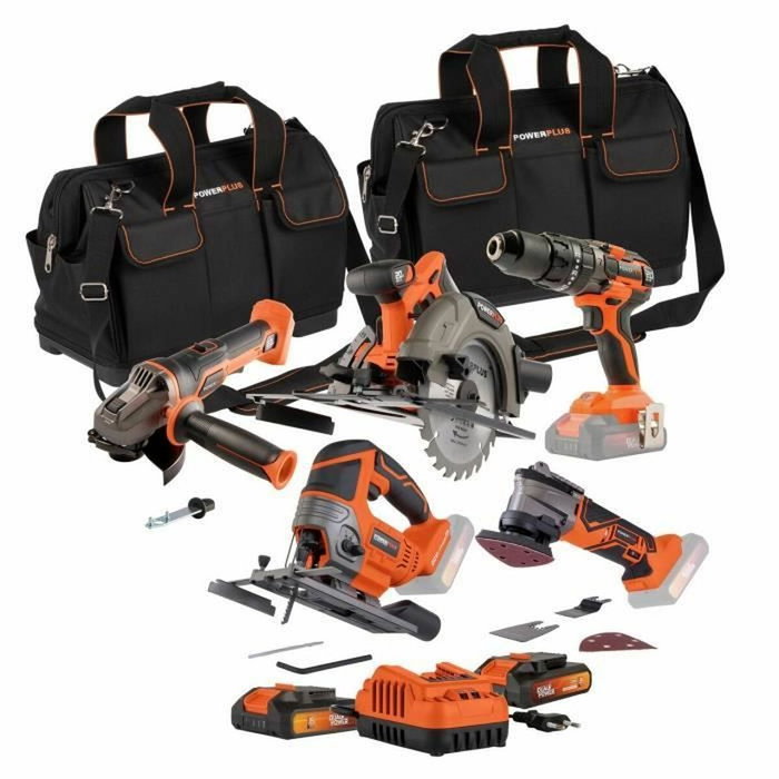 Dual Power Pack 5 outils 20 V avec perceuse/visseuse, meuleuse, multi-outil et scies Dual Power Pack 5 outils 20 V avec perceuse/visseuse, meuleuse, multi-outil et scies